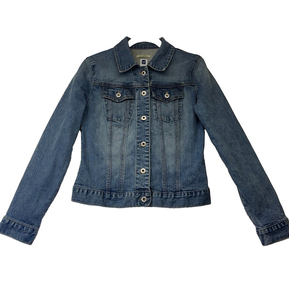 Gap‎ Women's Stretch Jean Jacket Blue Size XS Button Front Collared Pockets